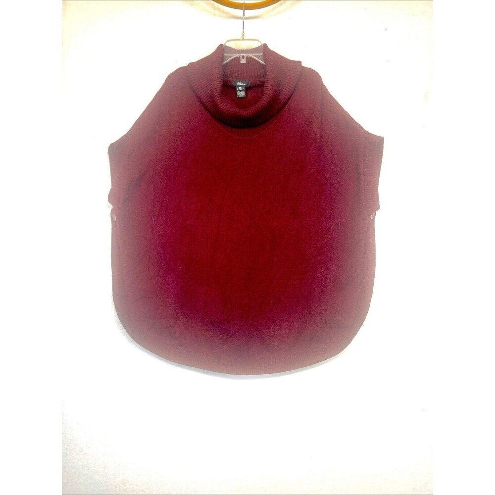 Poncho Tunic Cowl Neck Rounded Hem Burgundy XXL Rounded Hem